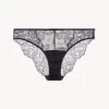 Brief In Steel Blue And Black With Leavers Lace