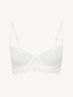 Balconette Bra In Off White With Leavers Lace