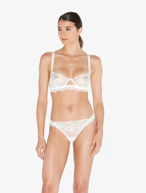 Balconette Bra In Off White With Leavers Lace - Image 2