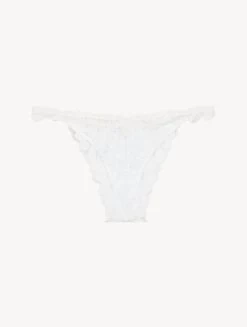 Brazilian Brief In Off White With Leavers Lace