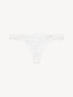 Thong In Off White With Leavers Lace