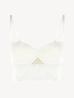 White Lycra Strapless Brassiere With Chantilly Lace