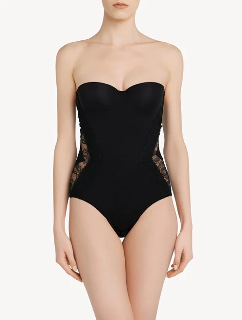 Black Lycra Control Fit Body With Chantilly Lace - Image 2