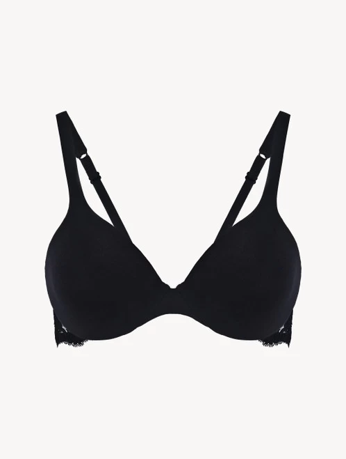 Black Lace And Cotton Underwired Bra