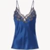 Maison Blue Silk Camisole With Frastaglio