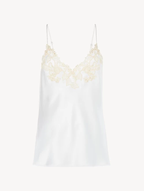 Maison White Silk Camisole With Frastaglio