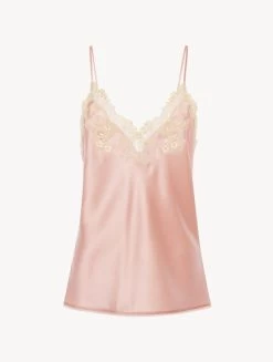 Maison Pink Silk Camisole With Frastaglio