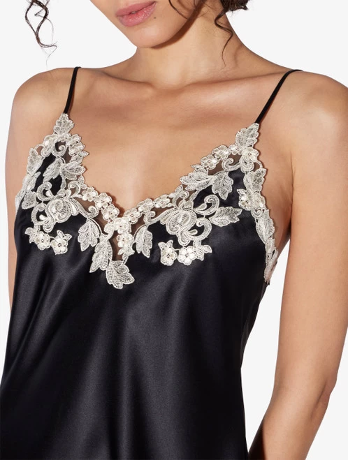 Maison Black Silk Slip Dress With Frastaglio - Image 5