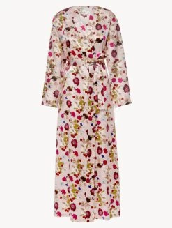 Silk Floral Print Long Robe