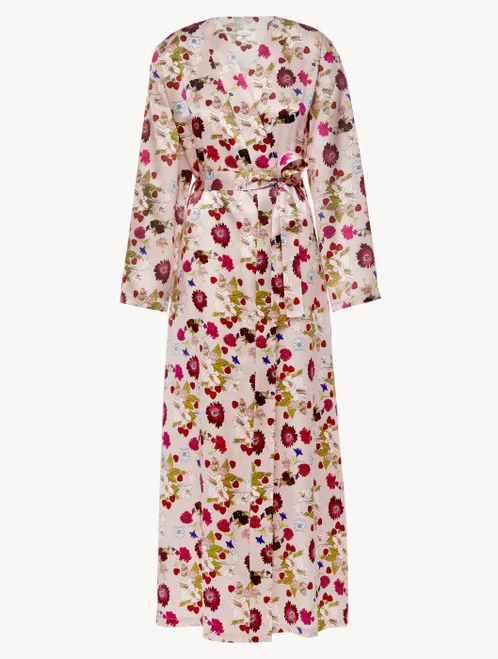 Silk Floral Print Long Robe