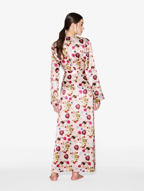 Silk Floral Print Long Robe - Image 4