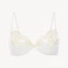 Maison Silk Underwired Bra In White With Ivory Frastaglio