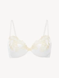 Maison Silk Underwired Bra In White With Ivory Frastaglio