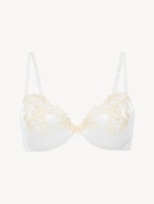 Maison Silk Underwired Bra In White With Ivory Frastaglio