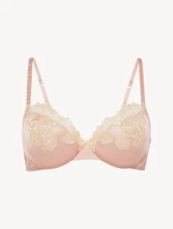 Maison Silk Underwired Bra In Powder Pink With Ivory Frastaglio