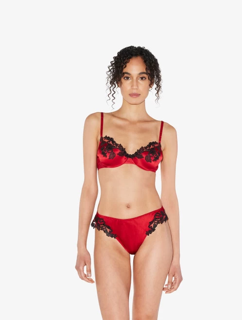 Maison Silk Underwired Bra In Red With Black Frastaglio - Image 2