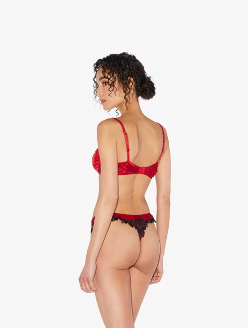 Maison Silk Underwired Bra In Red With Black Frastaglio - Image 3