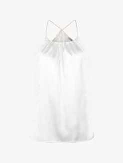 Off-white Silk Halterneck Camisole With Leavers Lace Trim