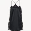 Black Silk Halterneck Camisole With Leavers Lace Trim