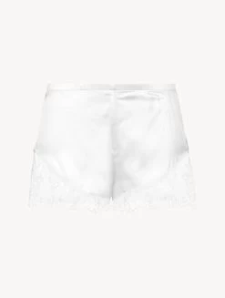 Off-white Silk Pajama Shorts With Leavers Lace Trim