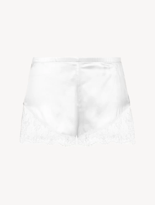 Off-white Silk Pajama Shorts With Leavers Lace Trim