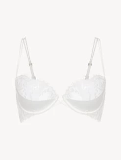 Off-white Underwired Balconette Bra With Leavers Lace Trim