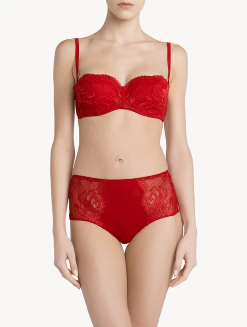 Red Lace Bandeau Bra - Image 2