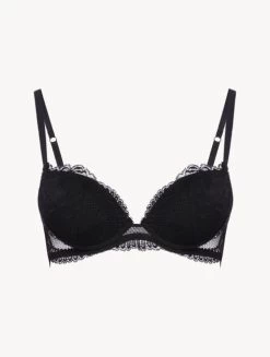 Black Stretch Leavers Lace Push-up Bra