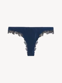 Maison Blue Silk Brazilian Briefs With Frastaglio