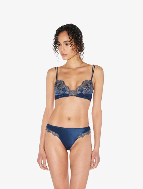Maison Blue Silk Brazilian Briefs With Frastaglio - Image 2