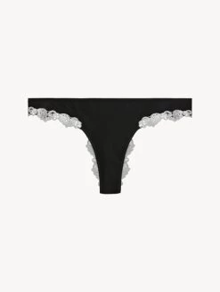 Maison Black Silk Brazilian Briefs With Ivory Frastaglio