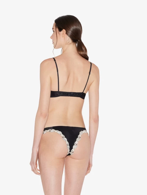 Maison Black Silk Brazilian Briefs With Ivory Frastaglio - Image 3