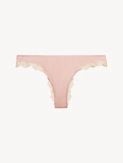 Maison Pink Silk Brazilian Briefs With Ivory Frastaglio