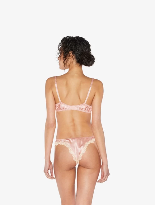 Maison Pink Silk Brazilian Briefs With Ivory Frastaglio - Image 3