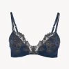Maison Blue Silk Triangle Bra With Frastaglio