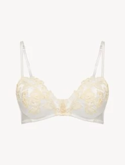 Maison White Silk Triangle Bra With Ivory Frastaglio