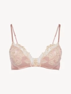 Maison Powder Pink Silk Triangle Bra With Frastaglio