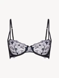 Balconette Bra In Onyx With Embroidered Tulle