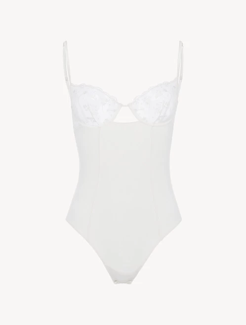 Bodysuit In Lys With Embroidered Tulle
