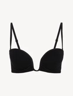 Bandeau Bra In Onyx With Embroidered Tulle