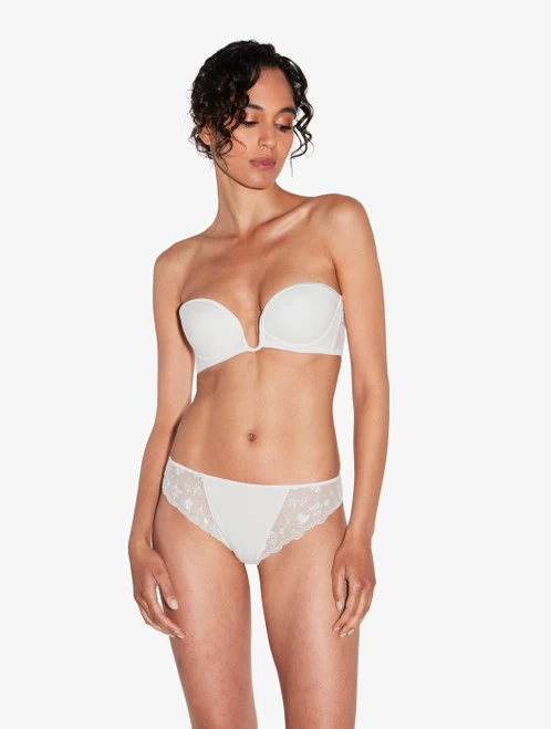 Bandeau Bra In Lys With Embroidered Tulle - Image 4