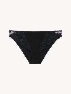 Briefs In Onyx With Embroidered Tulle