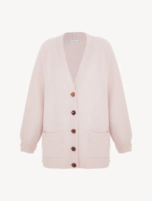 Alpaca Blend Cardigan In Powder Pink