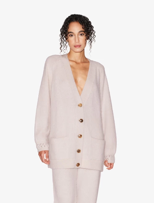 Alpaca Blend Cardigan In Powder Pink - Image 2