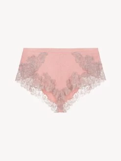 Cashmere Blend Ribbed Sleep Shorts In Blush Clay With Frastaglio