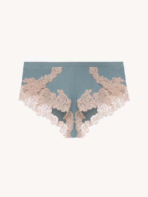 Cashmere Blend Ribbed Sleep Shorts In Sleepy Dream With Frastaglio