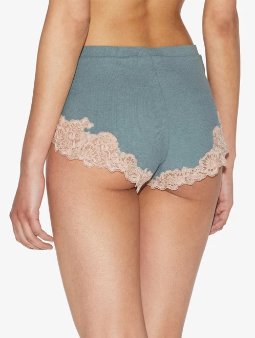 Cashmere Blend Ribbed Sleep Shorts In Sleepy Dream With Frastaglio - Image 4