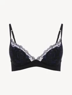 Bralette In Onyx With Embroidered Tulle