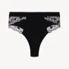 High Waisted Briefs In Onyx With Embroidered Tulle