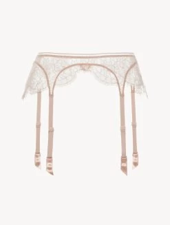 Lace Suspender Belt In Oak Blush